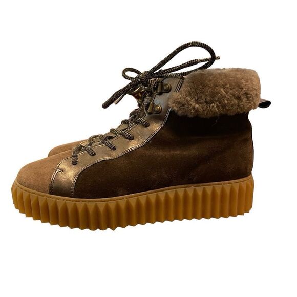 Voile Blanche Fiona Shearling & Metallic Leather Women's Hiking Boots Size 38EU - Picture 5 of 8